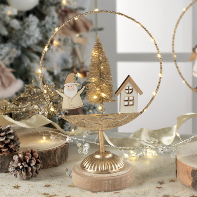Cornici in argento: St.Claus Natale con Base in Legno H.30cm
